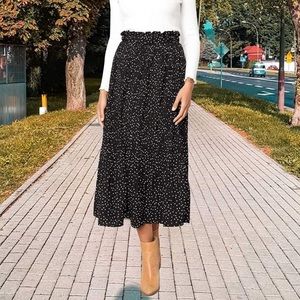 AMAZON black and white polka dot midi length skirt